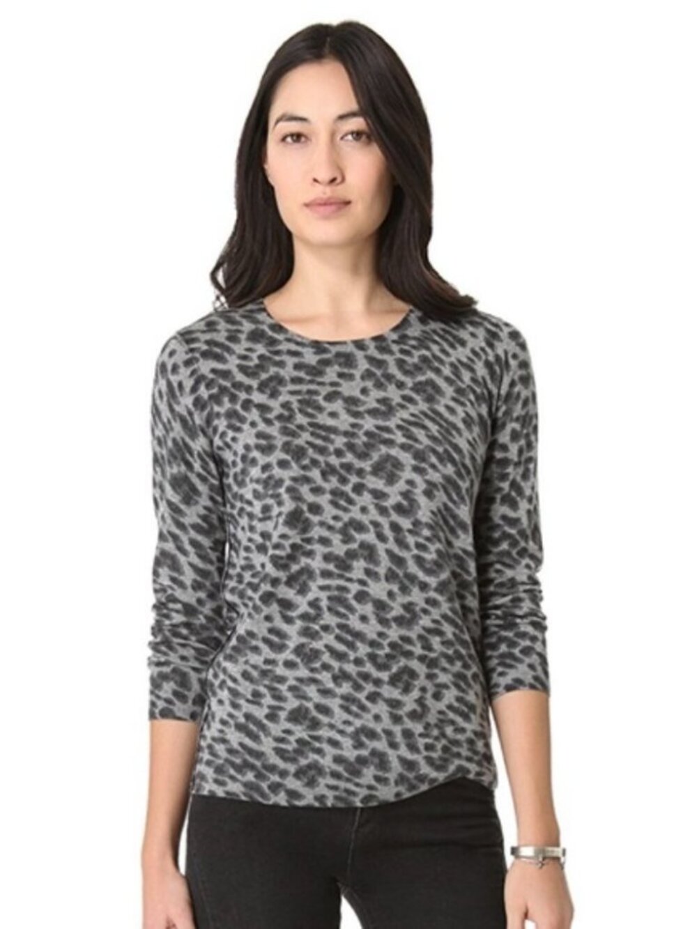 Joie gray leopard print wool cashmere sweater NWOT